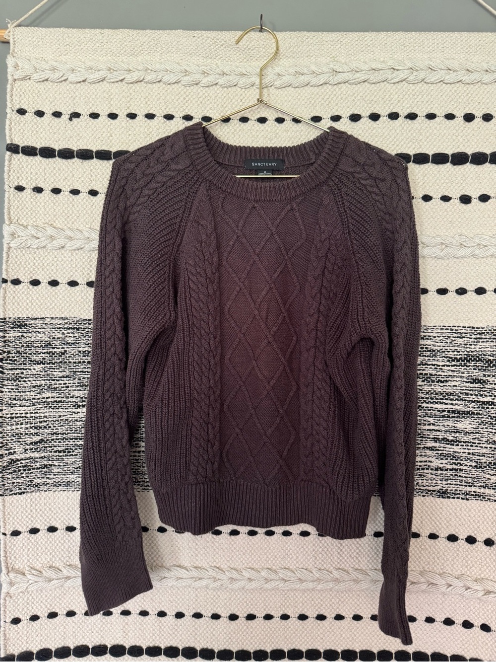 Sanctuary Women's Cable Knit Sweater — chocolate brown